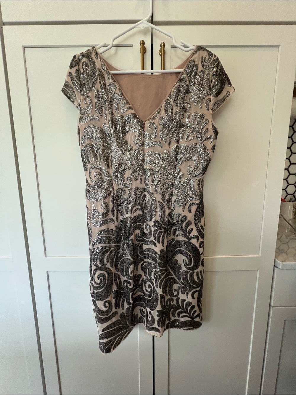 Adrianna Papell Dress with Platinum Sequin Pattern - Picture 2 of 2